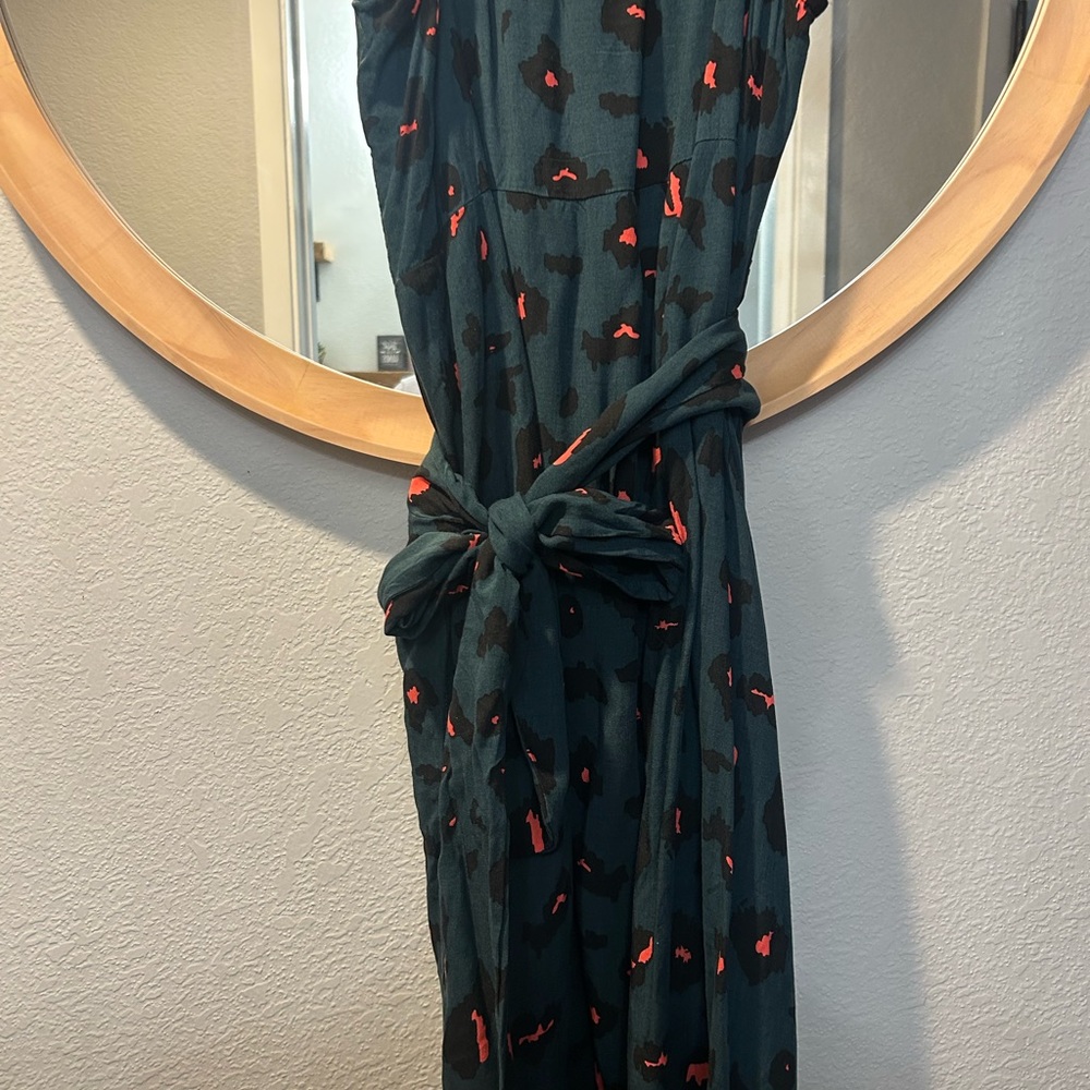 SHEIN Asymmetrical Wrap Dress in Green and Red
